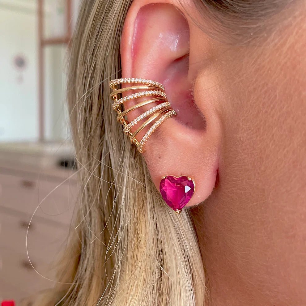 brinco coração rosa - Pétala Jóias