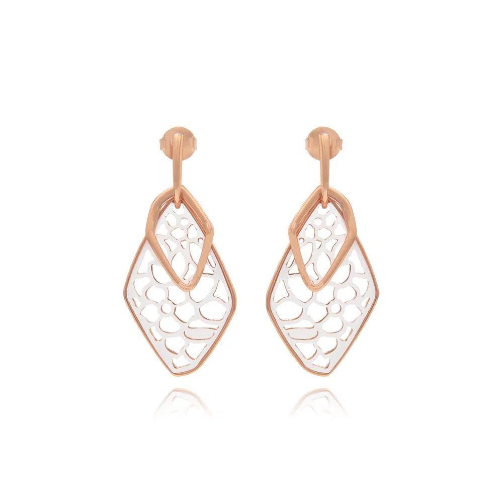 Brinco longo banhado a ouro rose - Pétala Jóias
