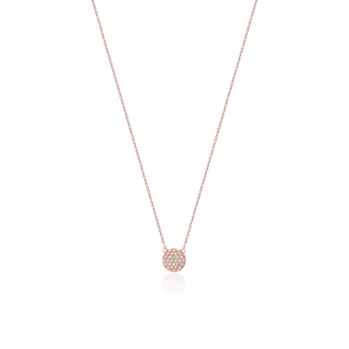 Colar banhado a ouro rosê feminino moeda cravejado P - Pétala Jóias