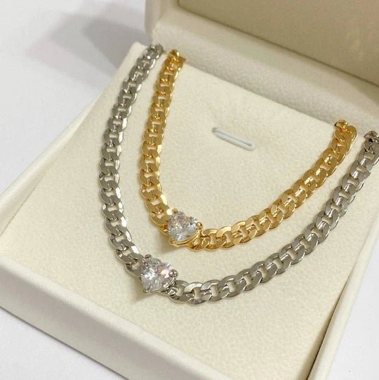 Colar Choker Coracao cristal - Pétala Jóias