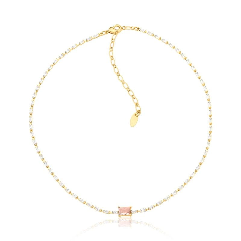 Colar choker zirconias coloridas