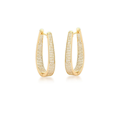 Argola Triangular Com Zircônias Brancas Banho ouro - Pétala Jóias