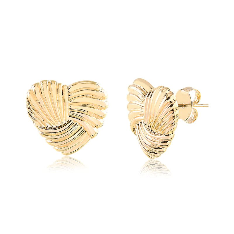 brinco coração banho ouro 18k - Pétala Jóias