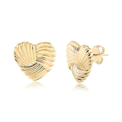 brinco coração banho ouro 18k - Pétala Jóias