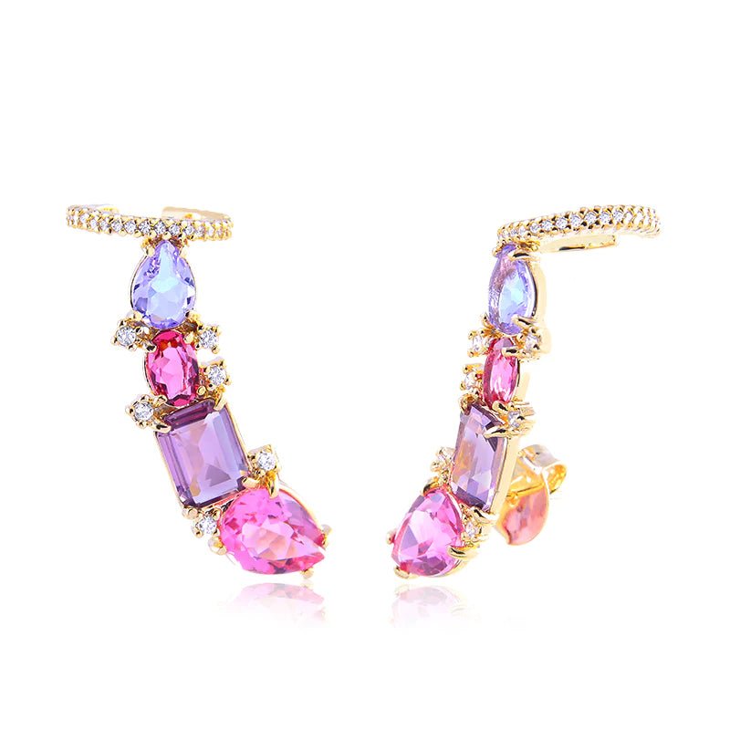 Brinco Ear Cuff colorido - Pétala Jóias