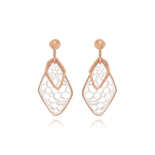 Brinco longo banhado a ouro rose - Pétala Jóias