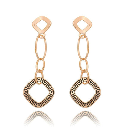 Brinco longo banho ouro rose preto - Pétala Jóias