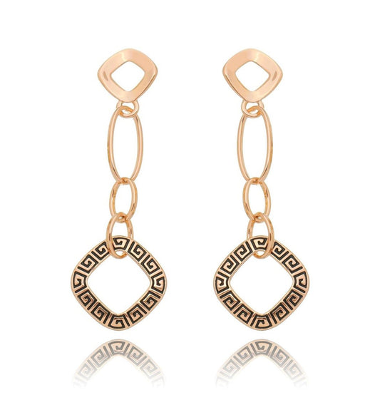 Brinco longo banho ouro rose preto - Pétala Jóias