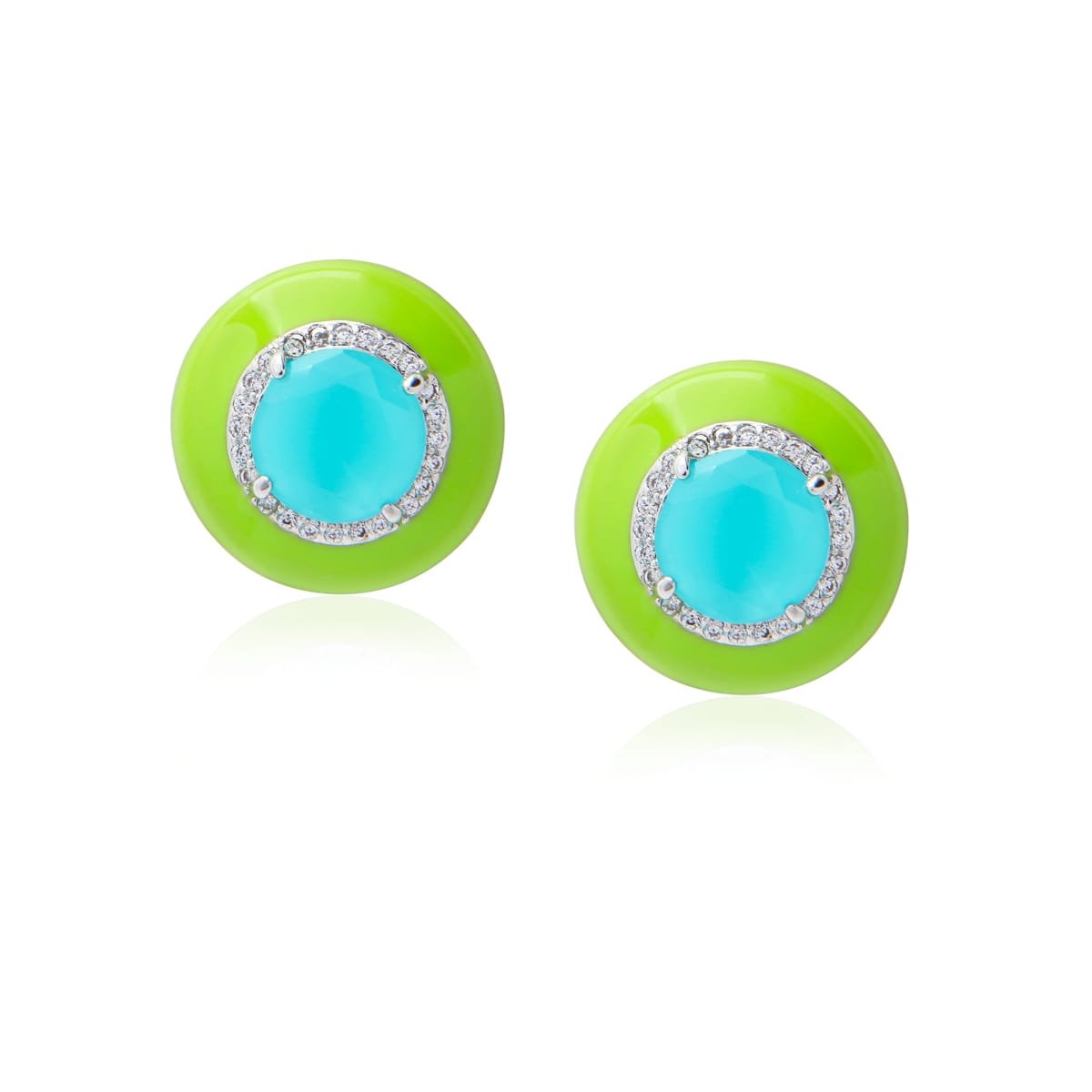 brinco verde tipo botão - Pétala Jóias