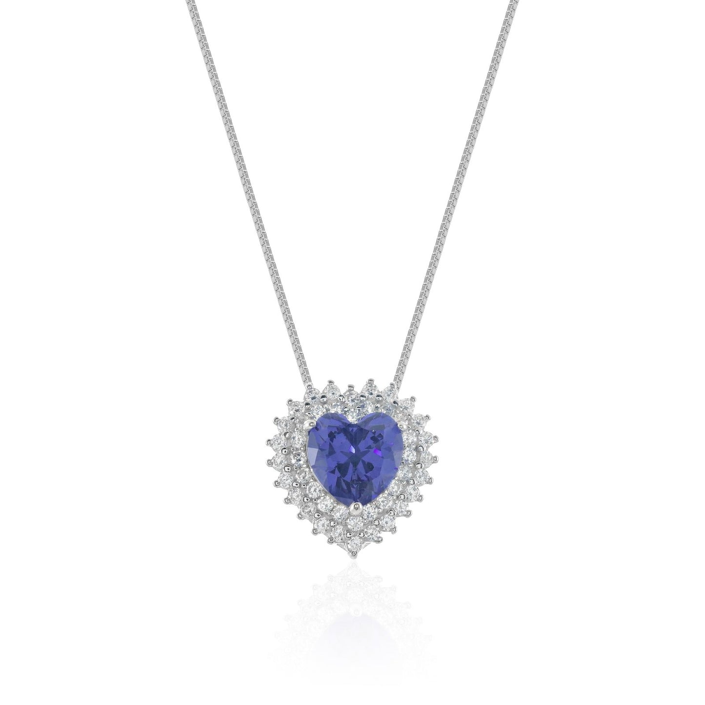 Colar azul coracao prata 925 - Pétala Jóias