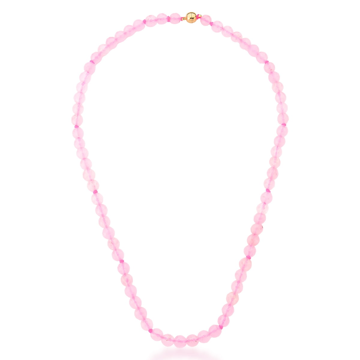 Colar com Bolas Cristal Búlgaro Rosa Banho ouro - Pétala Jóias