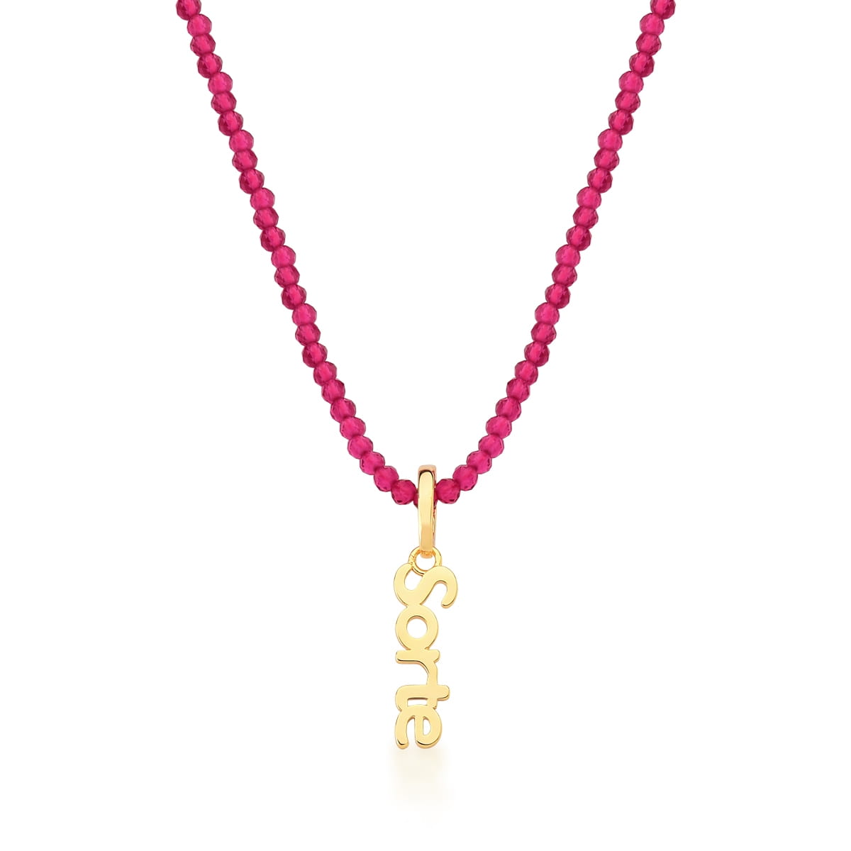Colar rosa cristais- Pétala Jóias