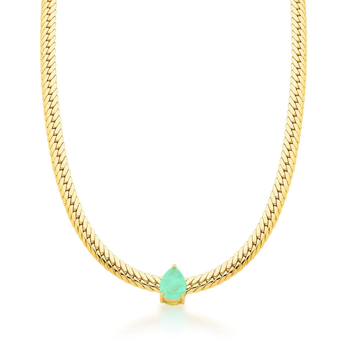 Colar com pedra turmalina pedra fusion banhada a ouro 18k. - Pétala Jóias
