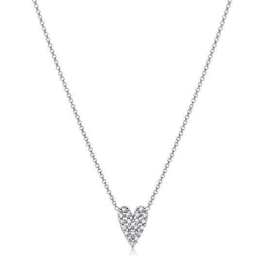 Colar Coracao cravejado zirconias cristal - Pétala Jóias
