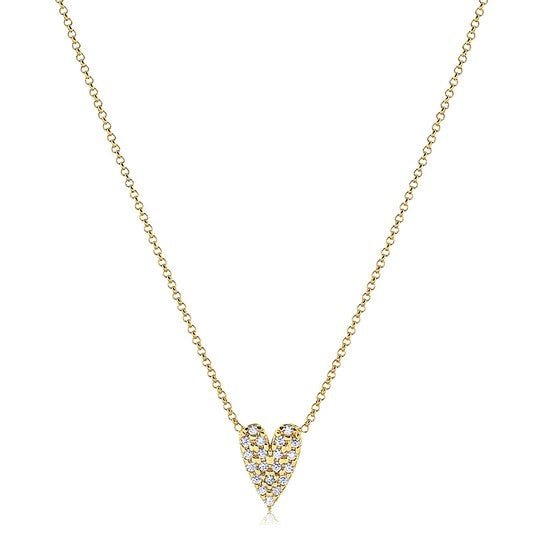 Colar Coracao cravejado zirconias cristal - Pétala Jóias