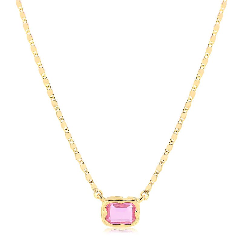 colar rosa banhado a ouro - Pétala Jóias