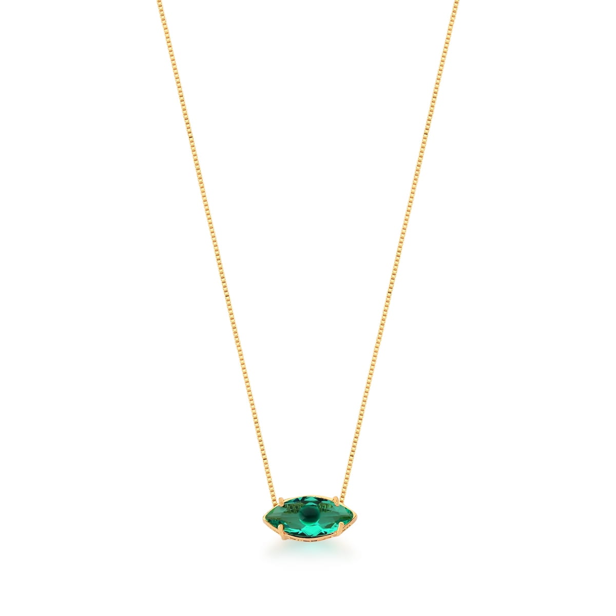 colar olho grego pedra verde banho ouro - Pétala Jóias