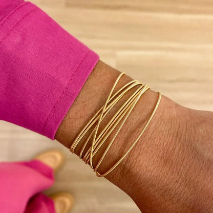 Cordão e Pulseira Maleável em Malha banho ouro - Pétala Jóias