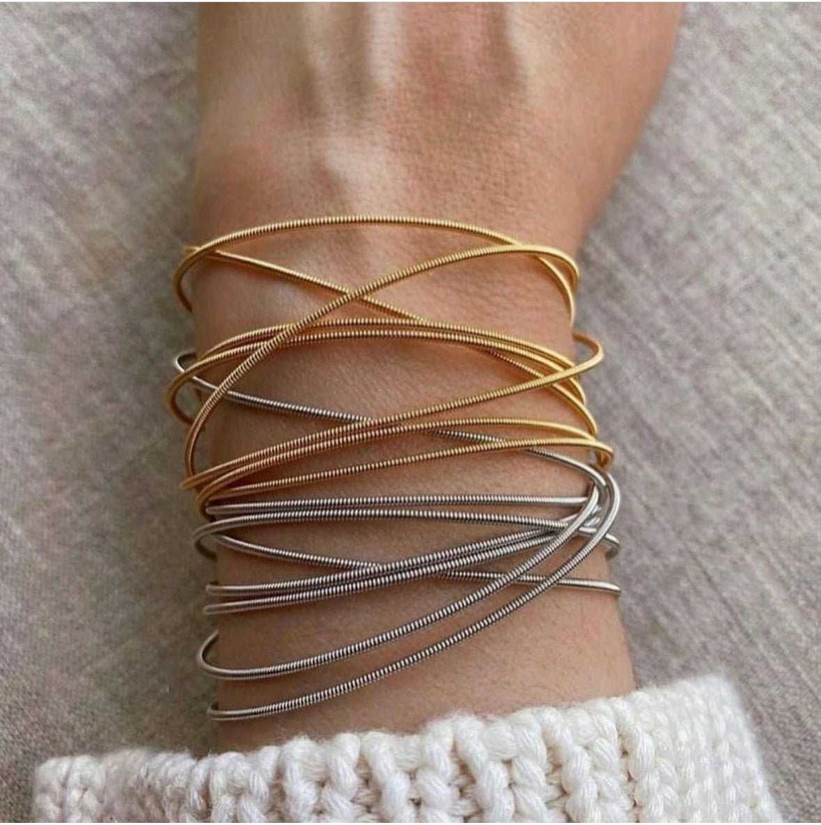 Cordão e Pulseira Maleável em Malha banho ouro - Pétala Jóias