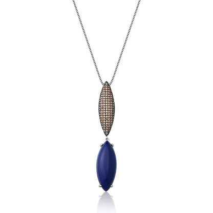 Corrente com Pingente Pêndulo Cabochão Safira - Pétala Jóias
