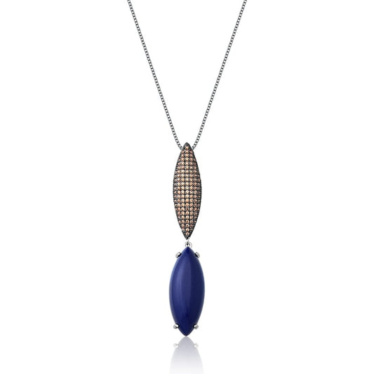 Corrente com Pingente Pêndulo Cabochão Safira - Pétala Jóias