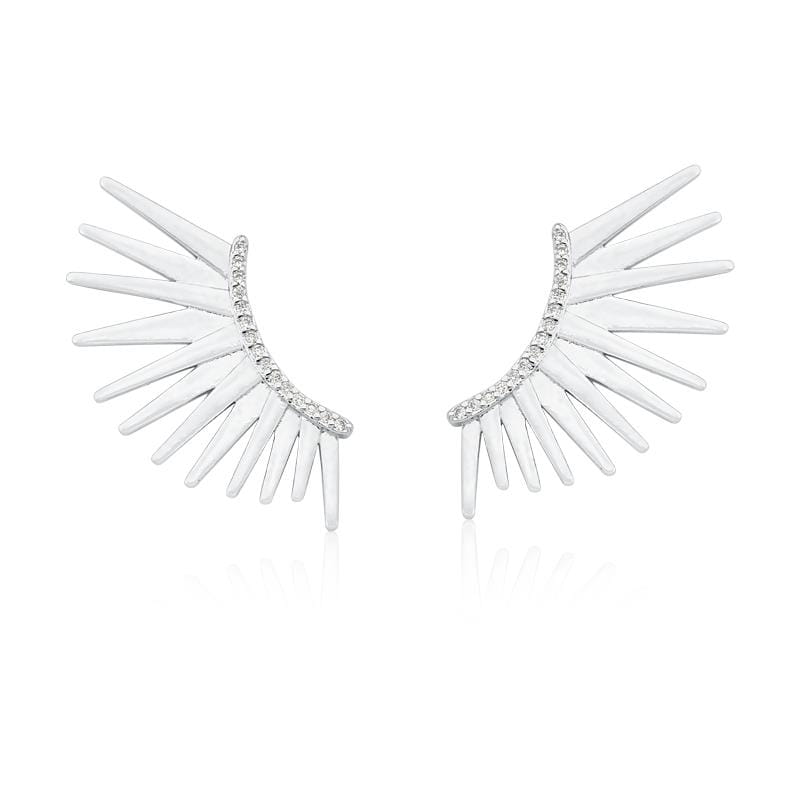 EARCUFF SPIKES RODIO BRANCO - Pétala Jóias